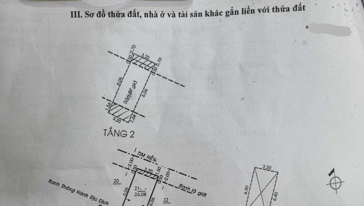 HXH thông TRần Thánh Tông, vuông vức, 26m2, nhỉnh 3 tỷ